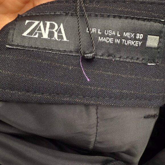 ZARA NWT Pinstripes Jogger-waist Trouser Academia School Midnight Blue Black L - Picture 7 of 11